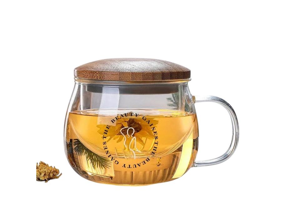 Tasse à Thé En Verre Borosilicate De 750 Ml MESNEY - Avec Infuseur Et Couvercle, Parfaite Pour Thé En Vrac !